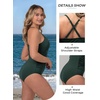 image:imageSummer Mae Ribbed One Piece Swimsuits for Women Button up Swimwear Tummy Control Retro Bathing SuitsGreen