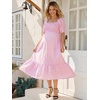 image:imageSummer Mae Smocked Maternity Dress for Baby Shower Photoshoot Puff Sleeve Women Pregnancy Midi Dresses Casual Summer ClothesPink Gingham