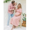 image:imageSummer Mae Smocked Maternity Dress for Baby Shower Photoshoot Puff Sleeve Women Pregnancy Midi Dresses Casual Summer ClothesVintage Rose Gingham
