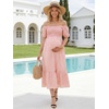 image:imageSummer Mae Smocked Maternity Dress for Baby Shower Photoshoot Puff Sleeve Women Pregnancy Midi Dresses Casual Summer ClothesVintage Rose Gingham