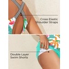 image:imageSummer Mae Maternity Two Piece Swimsuit Tankini High Waist Pregnancy Bathing Suit with Pockets Cross Back SwimwearGreen Palm