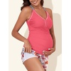 image:imageSummer Mae Maternity Two Piece Swimsuit Tankini High Waist Pregnancy Bathing Suit with Pockets Cross Back SwimwearOrange Blossom Shadow