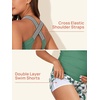image:imageSummer Mae Maternity Two Piece Swimsuit Tankini High Waist Pregnancy Bathing Suit with Pockets Cross Back SwimwearSolitary Silhouette Bloom
