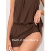 image:imageSummer Mae Swim Romper Womens One Piece Swimsuits with Pockets 2026 Blouson Modest Bathing SuitsBrown