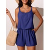 image:imageSummer Mae Swim Romper Womens One Piece Swimsuits with Pockets 2026 Blouson Modest Bathing SuitsNavy Blue