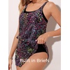 image:imageSummer Mae Swim Romper Womens One Piece Swimsuits with Pockets 2026 Blouson Modest Bathing SuitsTie Dye Gradient Starry Sky