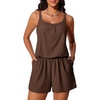 image:imageSummer Mae Swim Romper Womens One Piece Swimsuits with Pockets 2026 Blouson Modest Bathing SuitsBrown