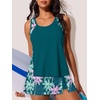 image:imageSummer Mae Blouson Tankini Swimsuits for Women 2026 Modest Tummy Coverage Bathing Suits with Skirt and Builtin ShortsMint Pink Palms