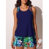 image:imageSummer Mae Blouson Tankini Swimsuits for Women 2026 Modest Tummy Coverage Bathing Suits with Skirt and Builtin ShortsRainforest Bloom