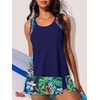 image:imageSummer Mae Blouson Tankini Swimsuits for Women 2026 Modest Tummy Coverage Bathing Suits with Skirt and Builtin ShortsRainforest Bloom