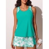 image:imageSummer Mae Blouson Tankini Swimsuits for Women 2026 Modest Tummy Coverage Bathing Suits with Skirt and Builtin ShortsVerdant Palm