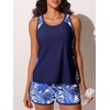 image:imageSummer Mae Blouson Tankini Swimsuits for Women 2026 Tummy Control Two Piece Bathing Suits with Sporty Pockets Swim ShortsAzure Leafsea