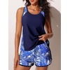 image:imageSummer Mae Blouson Tankini Swimsuits for Women 2026 Tummy Control Two Piece Bathing Suits with Sporty Pockets Swim ShortsAzure Leafsea