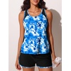 image:imageSummer Mae Blouson Tankini Swimsuits for Women 2026 Tummy Control Two Piece Bathing Suits with Sporty Pockets Swim ShortsBlue Tiedye