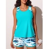 image:imageSummer Mae Blouson Tankini Swimsuits for Women 2026 Tummy Control Two Piece Bathing Suits with Sporty Pockets Swim ShortsCoconut Tree on the Sea