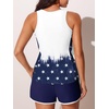 image:imageSummer Mae Blouson Tankini Swimsuits for Women 2026 Tummy Control Two Piece Bathing Suits with Sporty Pockets Swim ShortsFlag of Hearts