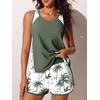 image:imageSummer Mae Blouson Tankini Swimsuits for Women 2026 Tummy Control Two Piece Bathing Suits with Sporty Pockets Swim ShortsGreen Shadowa