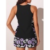 image:imageSummer Mae Blouson Tankini Swimsuits for Women 2026 Tummy Control Two Piece Bathing Suits with Sporty Pockets Swim ShortsLight Purple Floral