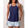 image:imageSummer Mae Blouson Tankini Swimsuits for Women 2026 Tummy Control Two Piece Bathing Suits with Sporty Pockets Swim ShortsPorcelain Paisley