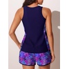 image:imageSummer Mae Blouson Tankini Swimsuits for Women 2026 Tummy Control Two Piece Bathing Suits with Sporty Pockets Swim ShortsPurple Leaf Shadows