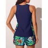 image:imageSummer Mae Blouson Tankini Swimsuits for Women 2026 Tummy Control Two Piece Bathing Suits with Sporty Pockets Swim ShortsRainforest Bloom
