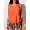 image:imageSummer Mae Blouson Tankini Swimsuits for Women 2026 Tummy Control Two Piece Bathing Suits with Sporty Pockets Swim ShortsTropical Green Foliage