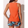 image:imageSummer Mae Blouson Tankini Swimsuits for Women 2026 Tummy Control Two Piece Bathing Suits with Sporty Pockets Swim ShortsTropical Green Foliage