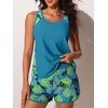 image:imageSummer Mae Blouson Tankini Swimsuits for Women 2026 Tummy Control Two Piece Bathing Suits with Sporty Pockets Swim ShortsTropical Green Leaves