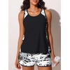 image:imageSummer Mae Blouson Tankini Swimsuits for Women 2026 Tummy Control Two Piece Bathing Suits with Sporty Pockets Swim ShortsWavy Palm