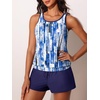 image:imageSummer Mae Blouson Womens Tankini Swimsuits Tummy Control Modest 2026 Two Piece with Sporty Pockets Bathing SuitsAbstract Ink Blue