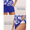 image:imageSummer Mae Blouson Womens Tankini Swimsuits Tummy Control Modest 2026 Two Piece with Sporty Pockets Bathing SuitsBlue Palm Leaves