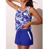 image:imageSummer Mae Blouson Womens Tankini Swimsuits Tummy Control Modest 2026 Two Piece with Sporty Pockets Bathing SuitsBlue Palm Leaves