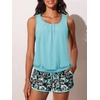 image:imageSummer Mae Blouson Womens Tankini Swimsuits with Shorts Tummy Control Bathing Suits Side Pockets 2026Black Background Floral
