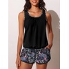 image:imageSummer Mae Blouson Womens Tankini Swimsuits with Shorts Tummy Control Bathing Suits Side Pockets 2026Black Paisley