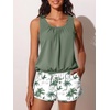 image:imageSummer Mae Blouson Womens Tankini Swimsuits with Shorts Tummy Control Bathing Suits Side Pockets 2026Green Shadow