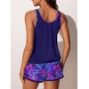 image:imageSummer Mae Blouson Womens Tankini Swimsuits with Shorts Tummy Control Bathing Suits Side Pockets 2026Purple Leaf Shadows