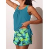 image:imageSummer Mae Blouson Womens Tankini Swimsuits with Shorts Tummy Control Bathing Suits Side Pockets 2026Tropical Green Leaves