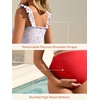 image:imageSummer Mae Maternity High Waist Bikini Swimsuit Two Piece Ruffled Hem Cute Bathing Suit Floral Pregnancy SwimwearBeatific Polka Dot