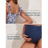 image:imageSummer Mae Maternity High Waist Bikini Swimsuit Two Piece Ruffled Hem Cute Bathing Suit Floral Pregnancy SwimwearDewdrop Blooms