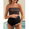 image:imageSummer Mae Maternity High Waist Bikini Swimsuit Two Piece Ruffled Hem Cute Bathing Suit Floral Pregnancy SwimwearGaudy Raiment