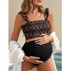 image:imageSummer Mae Maternity High Waist Bikini Swimsuit Two Piece Ruffled Hem Cute Bathing Suit Floral Pregnancy SwimwearGaudy Raiment