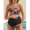 image:imageSummer Mae Maternity High Waist Bikini Swimsuit Two Piece Ruffled Hem Cute Bathing Suit Floral Pregnancy SwimwearGrand Flower