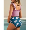image:imageSummer Mae Maternity High Waist Bikini Swimsuit Two Piece Ruffled Hem Cute Bathing Suit Floral Pregnancy SwimwearPink