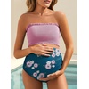 image:imageSummer Mae Maternity High Waist Bikini Swimsuit Two Piece Ruffled Hem Cute Bathing Suit Floral Pregnancy SwimwearPink