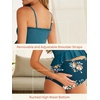 image:imageSummer Mae Maternity High Waist Swimsuit Ruffle Hem Bikini Bathing Suit Shirred Bandeau Two Piece Pregnancy SwimwearGreen Flower