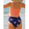 image:imageSummer Mae Maternity High Waist Swimsuit Ruffle Hem Bikini Bathing Suit Shirred Bandeau Two Piece Pregnancy SwimwearOrange Flower