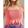 image:imageSummer Mae Maternity High Waist Swimsuit Ruffle Hem Bikini Bathing Suit Shirred Bandeau Two Piece Pregnancy SwimwearPurplish Pink