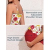 image:imageSummer Mae Maternity High Waist Swimsuit Ruffle Hem Bikini Bathing Suit Shirred Bandeau Two Piece Pregnancy SwimwearRed Yellow Flowers