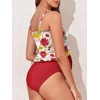 image:imageSummer Mae Maternity High Waist Swimsuit Ruffle Hem Bikini Bathing Suit Shirred Bandeau Two Piece Pregnancy SwimwearRed Yellow Flowers