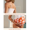 image:imageSummer Mae Maternity High Waist Swimsuit Ruffle Hem Bikini Bathing Suit Shirred Bandeau Two Piece Pregnancy SwimwearWhite Flower